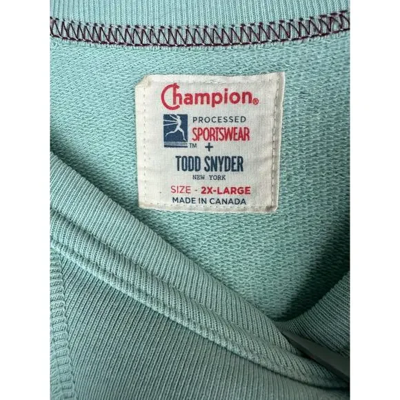 *Flaw Todd Snyder x Champion Midweight Pocket Sweatshirt Mint Green Crewneck 2XL - Picture 9 of 16